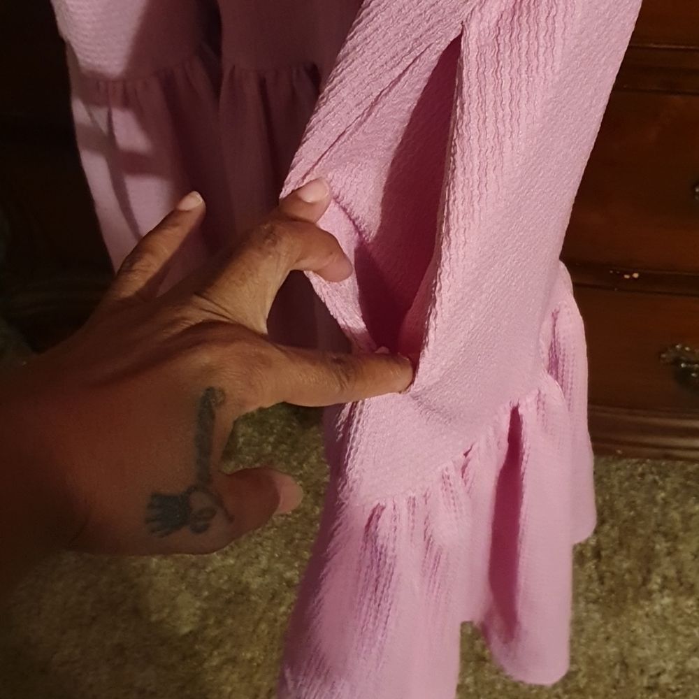 Melloday Lavendar Drop Waist Puff Sleeve Dress sz L - Picture 4 of 4